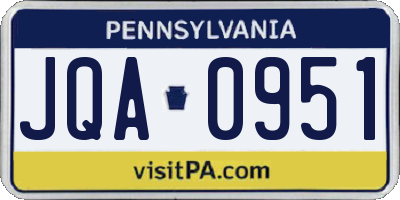 PA license plate JQA0951