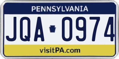 PA license plate JQA0974