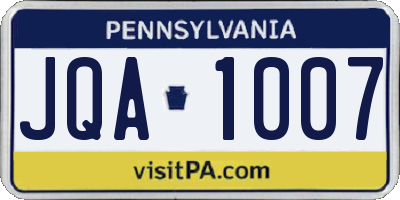 PA license plate JQA1007