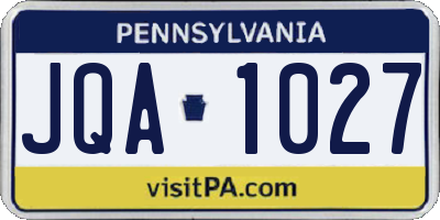 PA license plate JQA1027