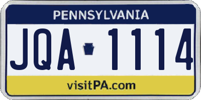 PA license plate JQA1114