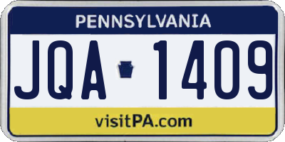 PA license plate JQA1409