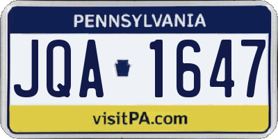 PA license plate JQA1647
