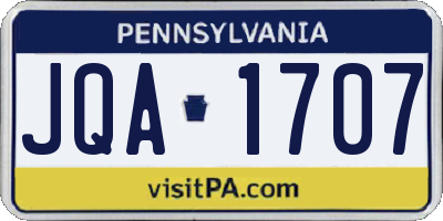 PA license plate JQA1707