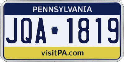 PA license plate JQA1819
