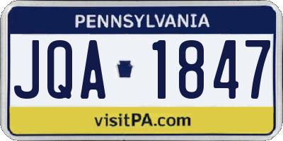 PA license plate JQA1847