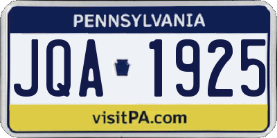 PA license plate JQA1925