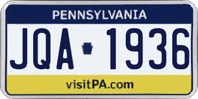 PA license plate JQA1936