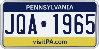 PA license plate JQA1965