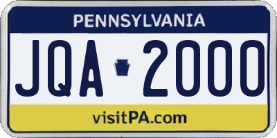 PA license plate JQA2000