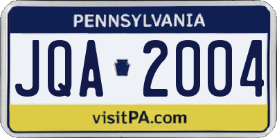 PA license plate JQA2004