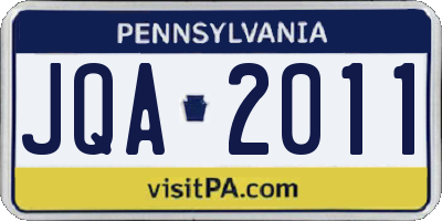 PA license plate JQA2011