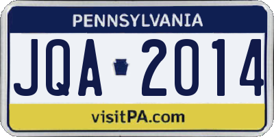 PA license plate JQA2014