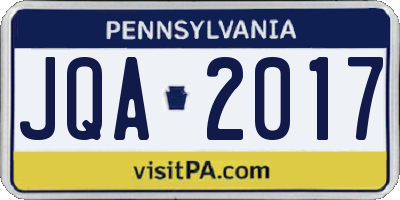 PA license plate JQA2017