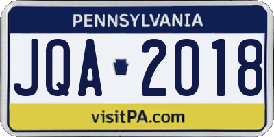 PA license plate JQA2018