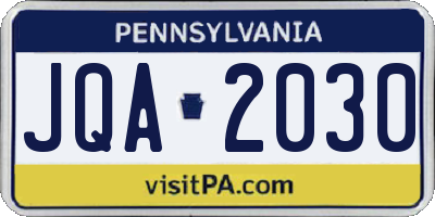 PA license plate JQA2030