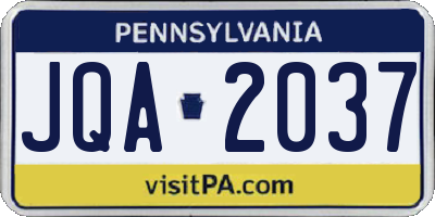 PA license plate JQA2037