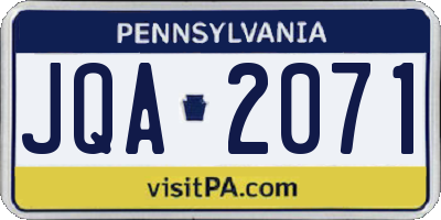 PA license plate JQA2071