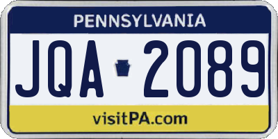 PA license plate JQA2089