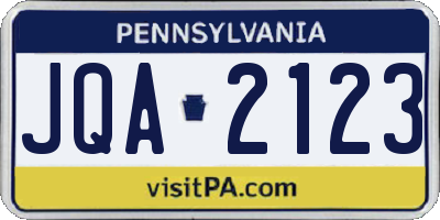 PA license plate JQA2123