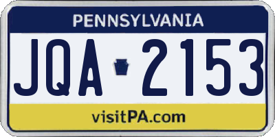 PA license plate JQA2153