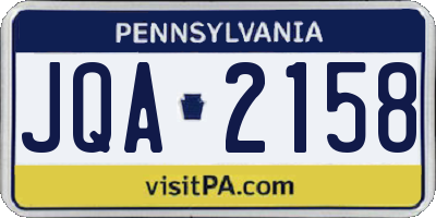PA license plate JQA2158