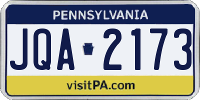 PA license plate JQA2173