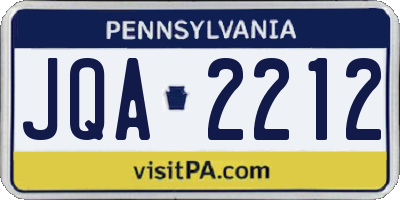 PA license plate JQA2212