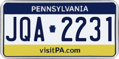 PA license plate JQA2231
