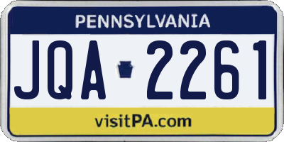 PA license plate JQA2261