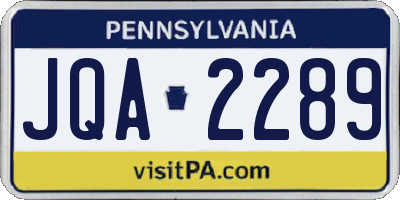PA license plate JQA2289