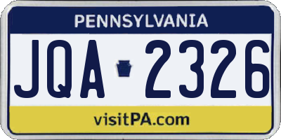 PA license plate JQA2326