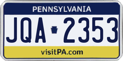 PA license plate JQA2353