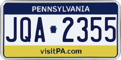PA license plate JQA2355