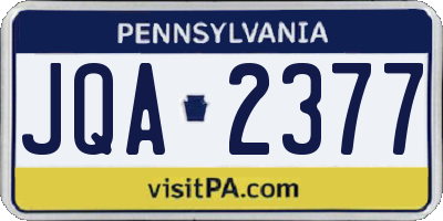 PA license plate JQA2377