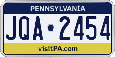 PA license plate JQA2454