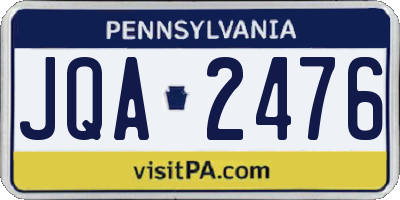 PA license plate JQA2476