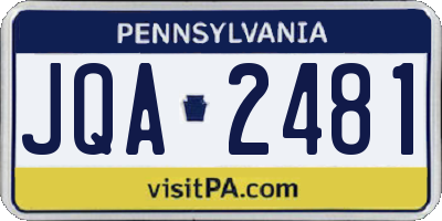 PA license plate JQA2481