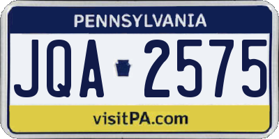 PA license plate JQA2575