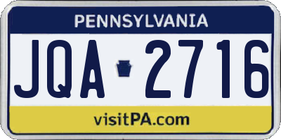 PA license plate JQA2716