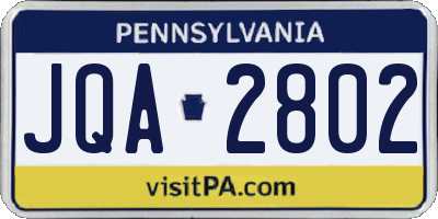 PA license plate JQA2802