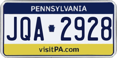 PA license plate JQA2928