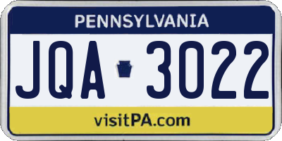 PA license plate JQA3022