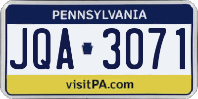 PA license plate JQA3071