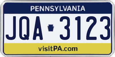 PA license plate JQA3123