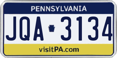 PA license plate JQA3134