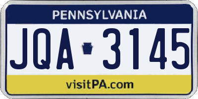 PA license plate JQA3145