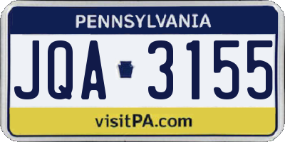 PA license plate JQA3155