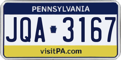PA license plate JQA3167