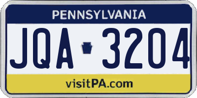 PA license plate JQA3204